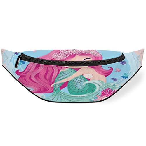 Ocean Sea Meerjungfrau-Hüfttasche für Damen und Herren, Koralle, verstellbarer Gürtelriemen für Reisen, Laufen, Wandern, Spazierengehen, Radfahren, Schwarz , Einheitsgröße, Hüfttaschen von KKKKKOUU