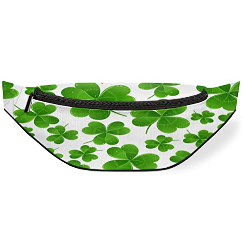 St. Patrick's Day Hüfttasche für Damen und Herren, Kleeblatt-Design, verstellbarer Gürtelriemen für Reisen, Laufen, Wandern, Spazierengehen, Radfahren, Schwarz , Einheitsgröße, Hüfttaschen von KKKKKOUU