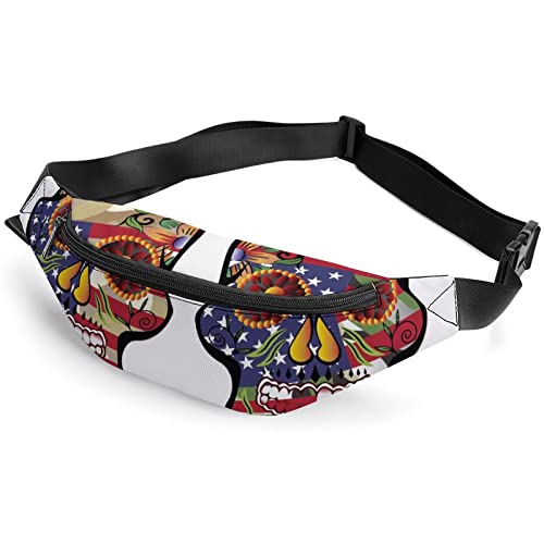 Strawberries and Berries Bauchtasche, für Erwachsene und Kinder, Sport-Hüfttasche für Männer und Frauen, Sugar Skull mit amerikanischer Flagge, Einheitsgröße, Hüfttaschen von KKKKKOUU