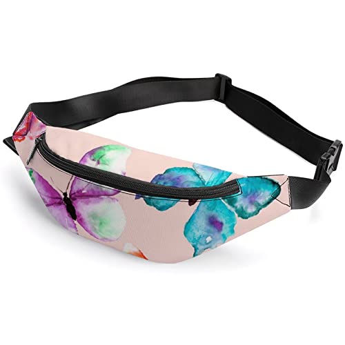 Totenkopf-Oktopus-Fanny-Tasche, für Erwachsene und Kinder, Sport-Hüfttasche für Männer und Frauen, Aquarell Schmetterlinge, Einheitsgröße, Hüfttaschen von KKKKKOUU