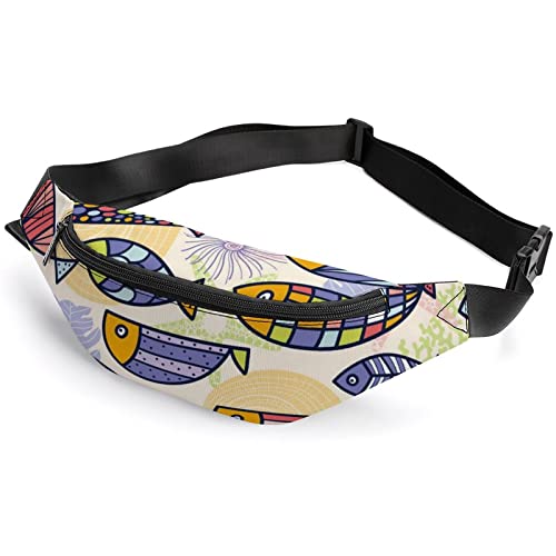 Totenkopf-Oktopus-Fanny-Tasche, für Erwachsene und Kinder, Sport-Hüfttasche für Männer und Frauen, Niedlicher Cartoon-Fisch, Einheitsgröße, Hüfttaschen von KKKKKOUU