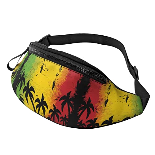 Wander-Bauchtasche Hawaii Rasta Jamaika Crossbody Hüfttasche Leichte Gürteltasche, Schwarz , Einheitsgröße, Hüfttaschen von KKKKKOUU
