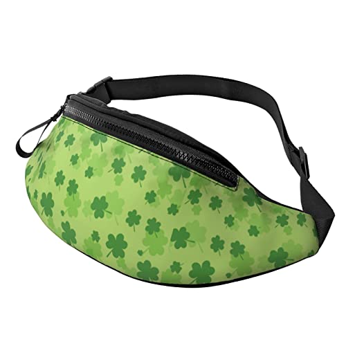 Wander-Bauchtasche St. Patricks Day Kleeblatt Crossbody Hüfttasche, leichte Gürteltasche, Schwarz , Einheitsgröße, Hüfttaschen von KKKKKOUU