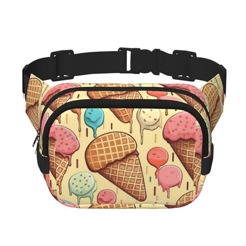 Bauchtasche, Motiv: Eiscreme und Waffelmuster, klein, modisch, leicht, für Damen und Herren, Laufen, Workout, Wandern, Reisen Bauchtasche, Motiv: Eiscreme und Waffelmuster, klein, modisch, leicht, für Damen und Herren, Laufen, Workout, Wandern, Reisen von KKLWEGU