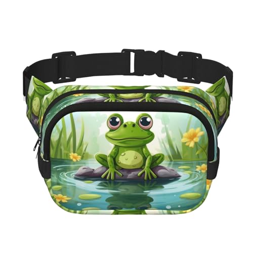 Bauchtasche, Motiv: Frosch auf einem Teich, klein, modisch, leicht, für Damen und Herren, Laufen, Workout, Wandern, Reisen Bauchtasche, Motiv: Frosch auf einem Teich, klein, modisch, leicht, für Damen und Herren, Laufen, Workout, Wandern, Reisen von KKLWEGU