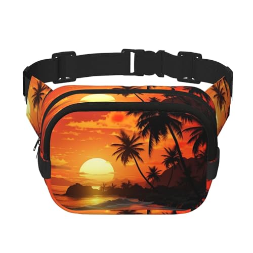 Bauchtasche, Motiv: tropischer Sonnenuntergang, klein, modisch, leicht, für Damen und Herren, Laufen, Workout, Wandern, Reisen Bauchtasche, Motiv: tropischer Sonnenuntergang, klein, modisch, leicht, für Damen und Herren, Laufen, Workout, Wandern, Reisen von KKLWEGU