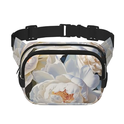Bauchtasche mit Pfingstrosen, klein, modisch, leicht, für Damen und Herren, Laufen, Workout, Wandern, Reisen Bauchtasche mit Pfingstrosen, klein, modisch, leicht, für Damen und Herren, Laufen, Workout, Wandern, Reisen von KKLWEGU