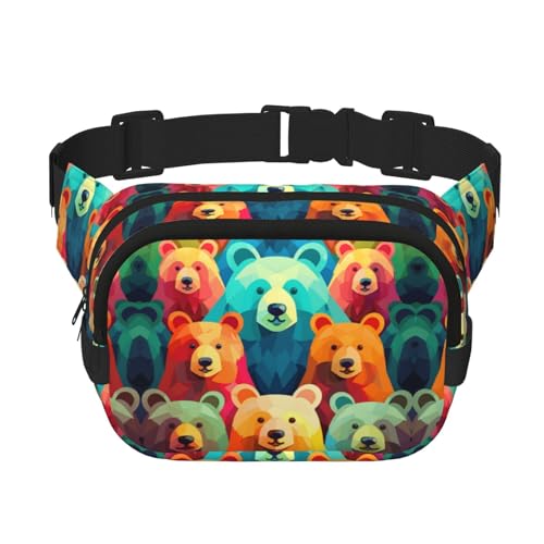 Bunte Bären-Bauchtasche, kleine modische Umhängetasche, leichte Schultertasche, Brusttasche, Bauchtasche für Damen und Herren, Laufen, Workout, Wandern, Reisen Bunte Bären-Bauchtasche, kleine modische Umhängetasche, leichte Schultertasche, Brusttasche, Bauchtasche für Damen und Herren, Laufen, Workout, Wandern, Reisen von KKLWEGU