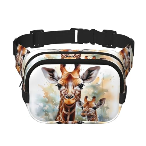 Gürteltasche, Motiv: Hirsch, Giraffe, klein, modisch, leicht, für Damen und Herren, Laufen, Workout, Wandern, Reisen von KKLWEGU