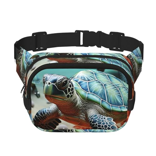 Gürteltasche, Motiv: Schildkröte, Seestern, klein, modisch, leicht, für Damen und Herren, Laufen, Workout, Wandern, Reisen von KKLWEGU