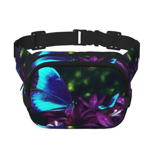 Gürteltasche mit Blumen- und Schmetterlingsmotiv, klein, modisch, leicht, für Damen und Herren, Laufen, Workout, Wandern, Reisen von KKLWEGU
