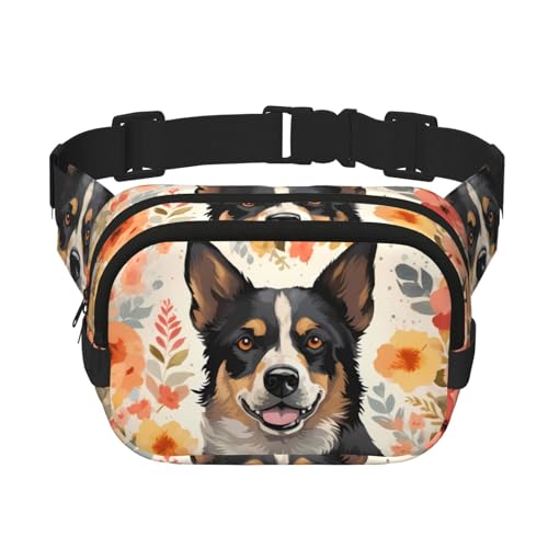 Gürteltasche mit Blumenmuster für Rinder, Hunde, klein, modisch, leicht, für Damen und Herren, Laufen, Workout, Wandern, Reisen von KKLWEGU