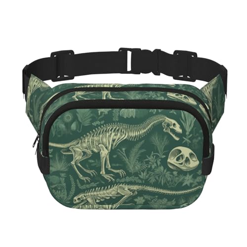 Gürteltasche mit Dinosaurier-Skelett-Design, klein, modisch, leicht, für Damen und Herren, Laufen, Workout, Wandern, Reisen von KKLWEGU