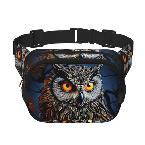 Gürteltasche mit Eulen-Motiv, klein, modisch, leicht, für Damen und Herren, Laufen, Workout, Wandern, Reisen von KKLWEGU