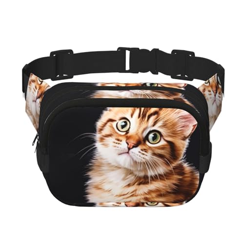 Gürteltasche mit Katzen- und Schmetterlingsmotiv, klein, modisch, leicht, für Damen und Herren, Laufen, Workout, Wandern, Reisen von KKLWEGU