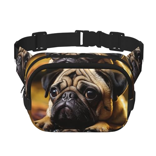Gürteltasche mit Mops-Motiv, klein, modisch, leicht, für Damen und Herren, Laufen, Workout, Wandern, Reisen von KKLWEGU