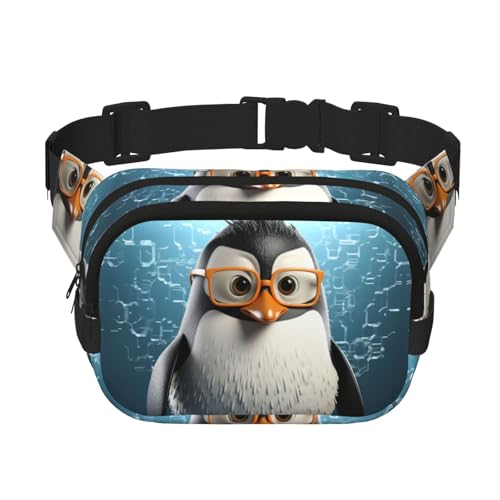 Gürteltasche mit Pinguin mit Brille, klein, modisch, leicht, für Damen und Herren, Laufen, Workout, Wandern, Reisen von KKLWEGU