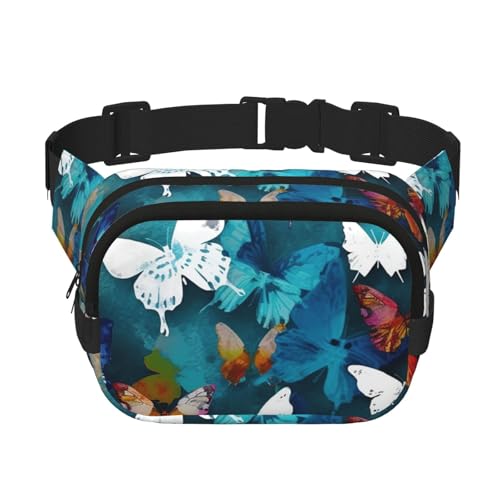 Gürteltasche mit Schmetterlingen, klein, modisch, leicht, für Damen und Herren, Laufen, Workout, Wandern, Reisen von KKLWEGU