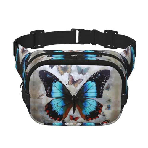 Gürteltasche mit Schmetterlingsmotiv, klein, modisch, leicht, für Damen und Herren, Laufen, Workout, Wandern, Reisen von KKLWEGU