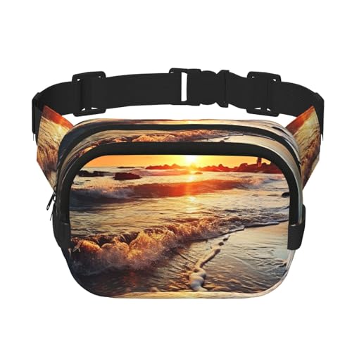 Gürteltasche mit Sonnenuntergang und Blick auf den Strand und Ufer, klein, modisch, leicht, für Damen und Herren, Laufen, Workout, Wandern, Reisen von KKLWEGU