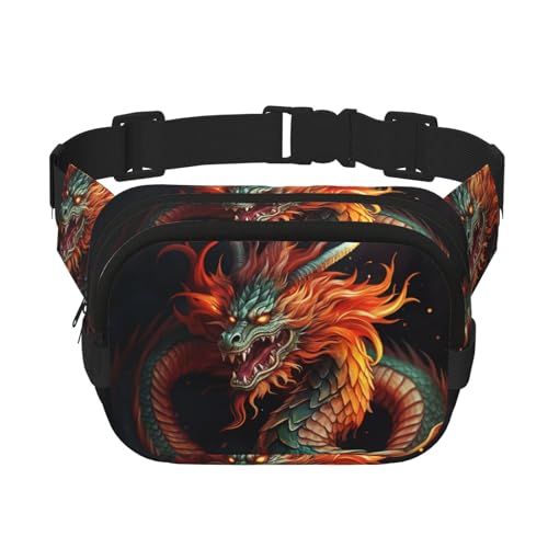 Gürteltasche mit chinesischem Drachen, klein, modisch, leicht, für Damen und Herren, Laufen, Workout, Wandern, Reisen von KKLWEGU