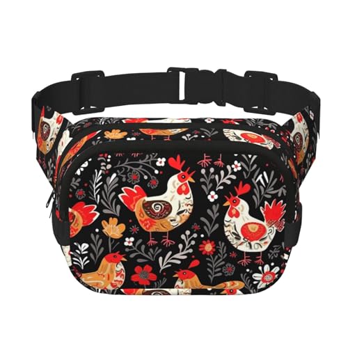 Gürteltasche mit niedlichem Hahn und Hühnern, klein, modisch, leicht, für Damen und Herren, Laufen, Workout, Wandern, Reisen von KKLWEGU