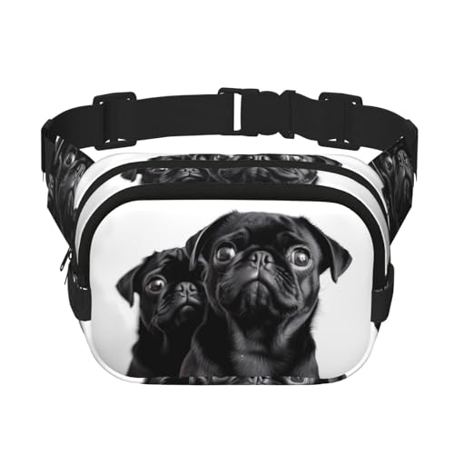 Gürteltasche mit niedlichem Mops-Motiv, klein, modisch, leicht, für Damen und Herren, Laufen, Workout, Wandern, Reisen von KKLWEGU