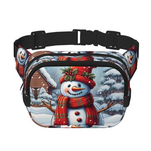 Gürteltasche mit rotem Schneemann, klein, modisch, leicht, für Damen und Herren, Laufen, Workout, Wandern, Reisen von KKLWEGU