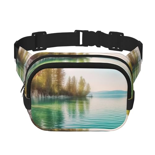 Gürteltasche mit sauberem Wasser und Seenlandschaft, klein, modisch, leicht, für Damen und Herren, Laufen, Workout, Wandern, Reisen von KKLWEGU