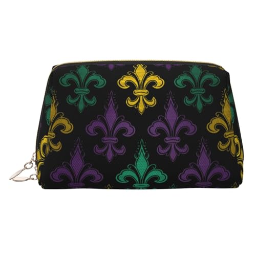 KKLWEGU 3D Make-up-Tasche aus Leder, Fleur de Lis Mardi Gras, wasserdicht, Kosmetiktasche, Organizer, kleine Make-up-Tasche, mit Reißverschluss, tragbare Reise-Kulturbeutel für Damen und Mädchen, gold KKLWEGU 3D Make-up-Tasche aus Leder, Fleur de Lis Mardi Gras, wasserdicht, Kosmetiktasche, Organizer, kleine Make-up-Tasche, mit Reißverschluss, tragbare Reise-Kulturbeutel für Damen und Mädchen, gold von KKLWEGU