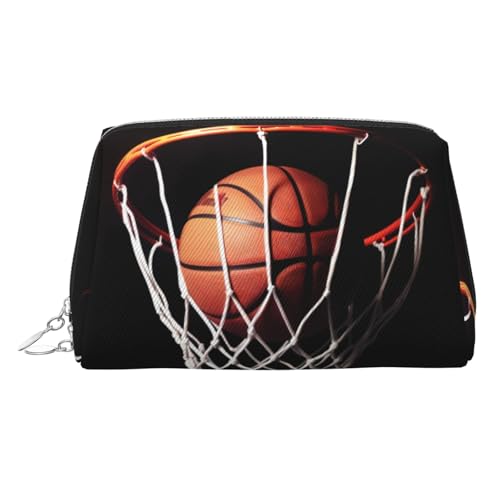 KKLWEGU Basketball-Make-up-Tasche aus Leder, wasserdicht, Kosmetiktasche, Organizer, kleine Make-up-Tasche, mit Reißverschluss, tragbare Reise-Kulturbeutel für Damen und Mädchen, silber, Einheitsgröße KKLWEGU Basketball-Make-up-Tasche aus Leder, wasserdicht, Kosmetiktasche, Organizer, kleine Make-up-Tasche, mit Reißverschluss, tragbare Reise-Kulturbeutel für Damen und Mädchen, silber, Einheitsgröße von KKLWEGU
