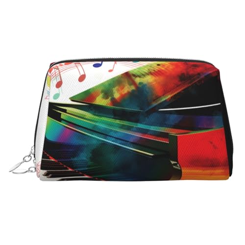 KKLWEGU Bunte Make-up-Tasche aus Leder mit Klaviertastatur, wasserdicht, Kosmetiktasche, Organizer, kleine Make-up-Tasche, mit Reißverschluss, tragbare Reise-Kulturbeutel für Damen und Mädchen, silber KKLWEGU Bunte Make-up-Tasche aus Leder mit Klaviertastatur, wasserdicht, Kosmetiktasche, Organizer, kleine Make-up-Tasche, mit Reißverschluss, tragbare Reise-Kulturbeutel für Damen und Mädchen, silber von KKLWEGU