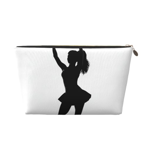 KKLWEGU Cheerleader Kosmetiktasche, PU-Leder, wasserdicht, Make-up-Tasche, tragbar, Reise-Kulturbeutel, Organizer, goldfarbener Reißverschluss, für Damen, gold, Einheitsgröße von KKLWEGU
