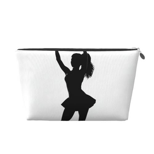 KKLWEGU Cheerleader Kosmetiktasche, PU-Leder, wasserdicht, Make-up-Tasche, tragbar, Reise-Kulturbeutel, Organizer, goldfarbener Reißverschluss, für Damen, silber, Einheitsgröße von KKLWEGU