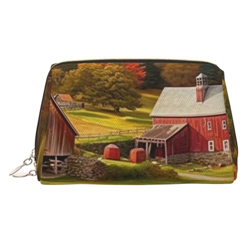KKLWEGU Country Farm Make-up-Tasche aus Leder, wasserdicht, Kosmetiktasche, Organizer, kleine Make-up-Tasche, mit Reißverschluss, tragbare Reise-Kulturbeutel für Damen und Mädchen, gold, Einheitsgröße KKLWEGU Country Farm Make-up-Tasche aus Leder, wasserdicht, Kosmetiktasche, Organizer, kleine Make-up-Tasche, mit Reißverschluss, tragbare Reise-Kulturbeutel für Damen und Mädchen, gold, Einheitsgröße von KKLWEGU