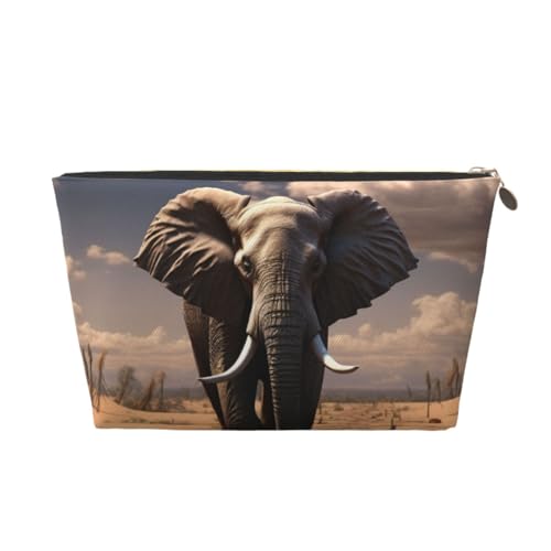 KKLWEGU Elefanten-Kosmetiktasche, PU-Leder, wasserdicht, Make-up-Tasche, tragbar, Reise-Kulturbeutel, Organizer, goldfarbener Reißverschluss, für Damen, gold, Einheitsgröße von KKLWEGU