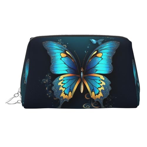 KKLWEGU Elegante Make-up-Tasche aus Leder mit Schmetterlingen, wasserdicht, kleine Make-up-Tasche, mit Reißverschluss, tragbare Reise-Kulturbeutel für Damen und Mädchen, silber, Einheitsgröße KKLWEGU Elegante Make-up-Tasche aus Leder mit Schmetterlingen, wasserdicht, kleine Make-up-Tasche, mit Reißverschluss, tragbare Reise-Kulturbeutel für Damen und Mädchen, silber, Einheitsgröße von KKLWEGU