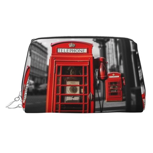 KKLWEGU England UK Retro-/London-Telefon-Make-up-Tasche, wasserdicht, Kosmetiktasche, Organizer, kleine Make-up-Tasche, mit Reißverschluss, tragbare Reise-Kulturbeutel für Damen und Mädchen, silber von KKLWEGU