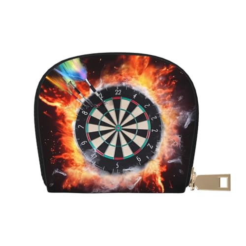 KKLWEGU Geldbörse für Dartscheibe, Kreditkartenetui, Leder, Reißverschluss, Kartenetui für Damen, RFID-blockierend, kleine Münzbörse, Akkordeon-Geldbörse, Geschenk von KKLWEGU