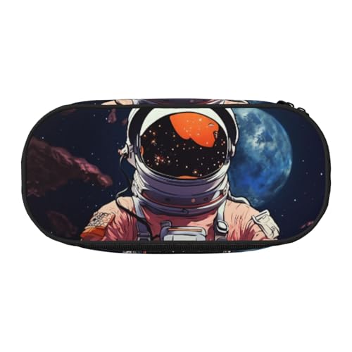 KKLWEGU Großes Federmäppchen, tragbar, niedliches Federmäppchen mit doppeltem Reißverschluss, Organizer für Stifte Cool Man In Outer Space Galaxy Make-up-Tasche für Frauen Männer, schwarz, Talla única von KKLWEGU
