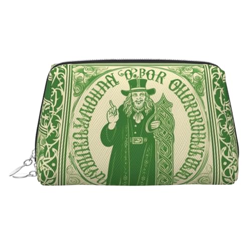 KKLWEGU Irish Blessing St. Patrick's Day Make-up-Tasche aus Leder, wasserdicht, Kosmetiktasche, Organizer, kleine Make-up-Tasche, mit Reißverschluss, tragbare Reise-Kulturbeutel für Damen und Mädchen von KKLWEGU