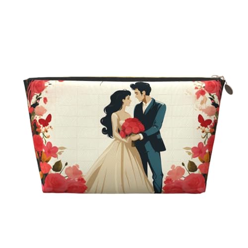 KKLWEGU Just Married Kosmetiktasche, PU-Leder, wasserdicht, Make-up-Tasche, tragbar, Reise-Kulturbeutel, Organizer, goldfarbener Reißverschluss, für Damen, Geschenk, gold, Einheitsgröße KKLWEGU Just Married Kosmetiktasche, PU-Leder, wasserdicht, Make-up-Tasche, tragbar, Reise-Kulturbeutel, Organizer, goldfarbener Reißverschluss, für Damen, Geschenk, gold, Einheitsgröße von KKLWEGU