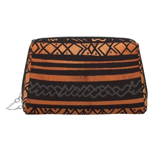 KKLWEGU Kosmetiktasche aus afrikanischem Schlammstoff, Tribal-Leder, wasserdicht, Kosmetiktasche, Organizer, kleine Make-up-Tasche, mit Reißverschluss, tragbare Reise-Kulturbeutel für Frauen und von KKLWEGU