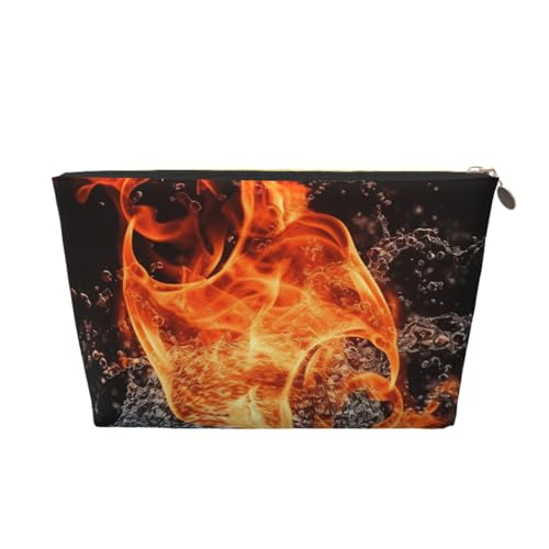 KKLWEGU Kosmetiktasche für Feuerwasser, PU-Leder, wasserdicht, Make-up-Tasche, tragbar, Reise-Kulturbeutel, Organizer, goldfarbener Reißverschluss, für Damen, gold, Einheitsgröße von KKLWEGU