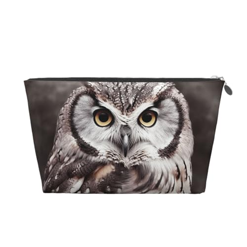 KKLWEGU Kosmetiktasche mit Eulenmotiv, PU-Leder, wasserdicht, tragbar, Reise-Kulturbeutel, Organizer, goldfarbener Reißverschluss, für Damen, silber, Einheitsgröße von KKLWEGU