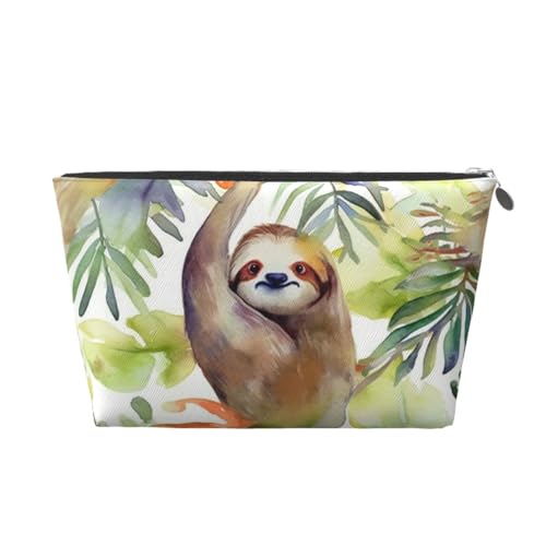 KKLWEGU Kosmetiktasche mit Faultiermotiv, PU-Leder, wasserdicht, Make-up-Tasche, tragbar, Reise-Kulturbeutel, Organizer, goldfarbener Reißverschluss, für Damen, Geschenk, silber, Einheitsgröße KKLWEGU Kosmetiktasche mit Faultiermotiv, PU-Leder, wasserdicht, Make-up-Tasche, tragbar, Reise-Kulturbeutel, Organizer, goldfarbener Reißverschluss, für Damen, Geschenk, silber, Einheitsgröße von KKLWEGU