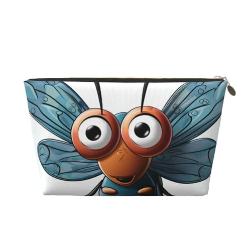 KKLWEGU Kosmetiktasche mit Insektenflügelaugen, PU-Leder, wasserdicht, Make-up-Tasche, tragbar, Reise-Kulturbeutel, Organizer, goldfarbener Reißverschluss, für Damen, gold, Einheitsgröße von KKLWEGU