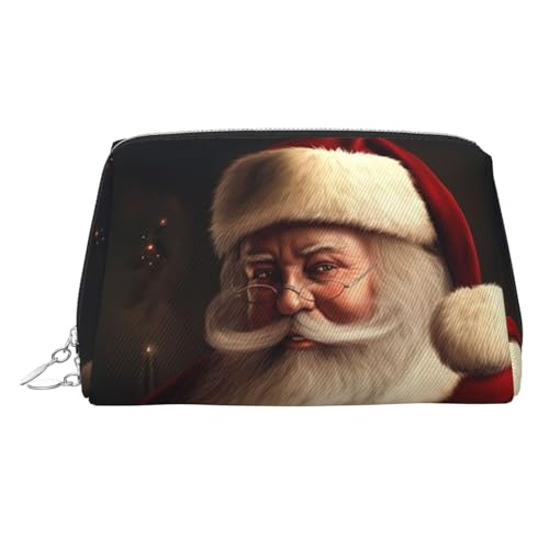KKLWEGU Kosmetiktasche mit Weihnachtsmann, Leder, wasserdicht, kleine Make-up-Tasche, Reißverschluss, tragbar, Reise-Kulturbeutel für Damen und Mädchen, silber, Einheitsgröße KKLWEGU Kosmetiktasche mit Weihnachtsmann, Leder, wasserdicht, kleine Make-up-Tasche, Reißverschluss, tragbar, Reise-Kulturbeutel für Damen und Mädchen, silber, Einheitsgröße von KKLWEGU