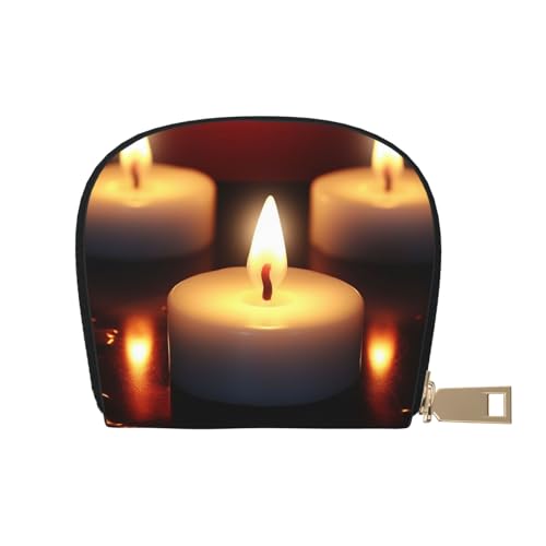 KKLWEGU Kreditkartenetui für Kerzen, Leder, Reißverschluss, Kartenetui für Damen, RFID-blockierend, kleine Münzbörse, Akkordeon-Geldbörse, Geschenk von KKLWEGU