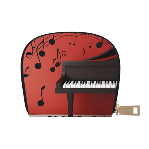 KKLWEGU Kreditkartenetui für Musiknoten, Klavier, Leder, Reißverschluss, Kartenetui für Damen, RFID-blockierend, kleine Münzbörse, Akkordeon-Geldbörse, Geschenk von KKLWEGU